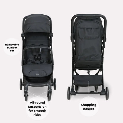 My Babiie MBX2 Lightweight Compact Travel Stroller – Black Pushchair